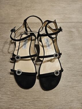 Jimmy Choo Black Gladiator Embellished Sandals Size 38